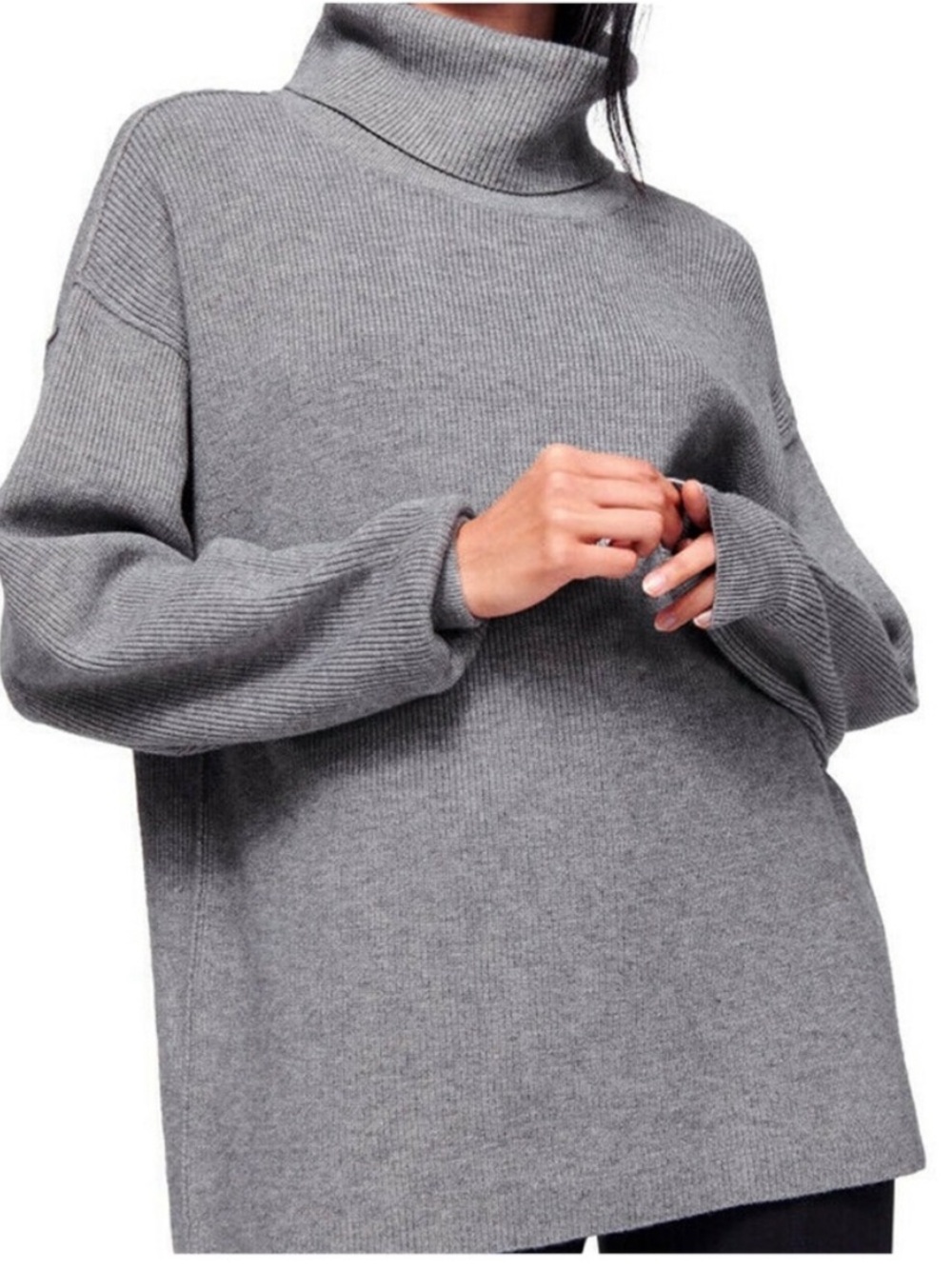 Free People Softly Structured Turtleneck Sweater Gray Size S Fall Cozy Boho Chic